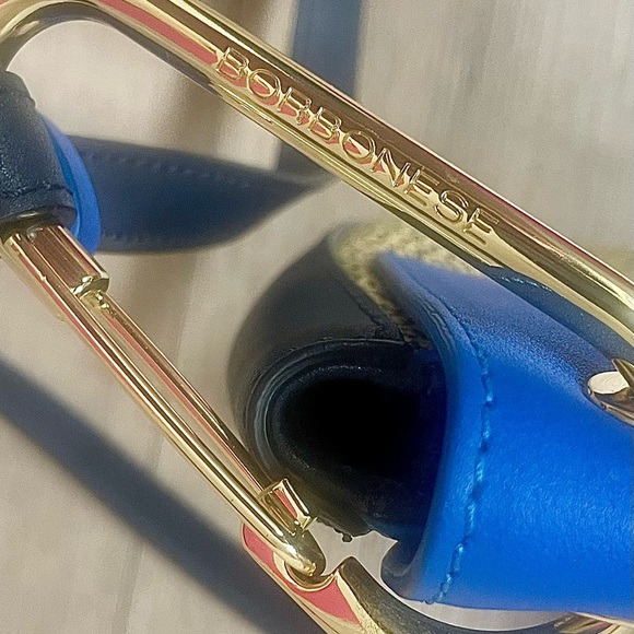 Borbonese Blue & Tan Crossbody Messenger Bag 904128 - Picture 6 of 7